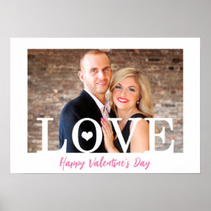 Big LOVE Letters Modern Your Photo Pink Script Poster