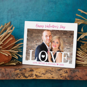 Big LOVE Letters   Pink Script Modern Photo Plaque