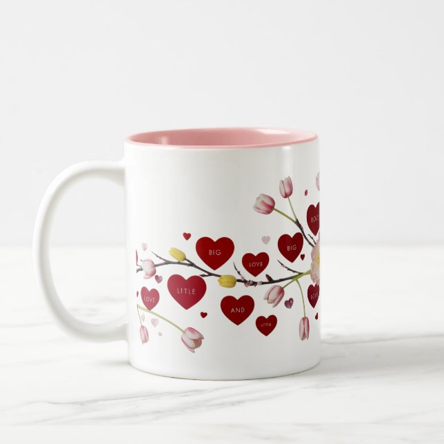 Big Love Little Love Floral Typography Two-Tone Coffee Mug (Left)