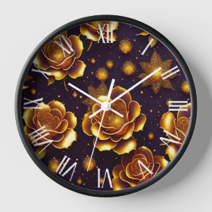 Big Luxury Gold Rose Modern Collection Clock