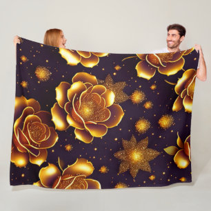 Big Luxury Gold Rose Modern Collection Fleece Blanket