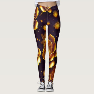 Big Luxury Gold Rose Modern Collection Leggings