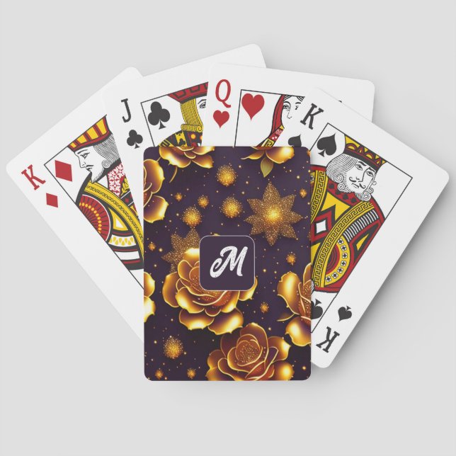 Big Luxury Gold Rose Modern Collection Playing Cards (Back)