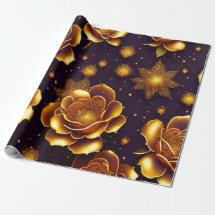 Big Luxury Gold Rose Modern Collection Wrapping Paper