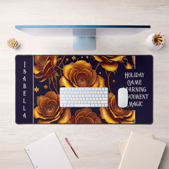Big Luxury Gold Trendy Rose Collection Desk Mat (Office 1)