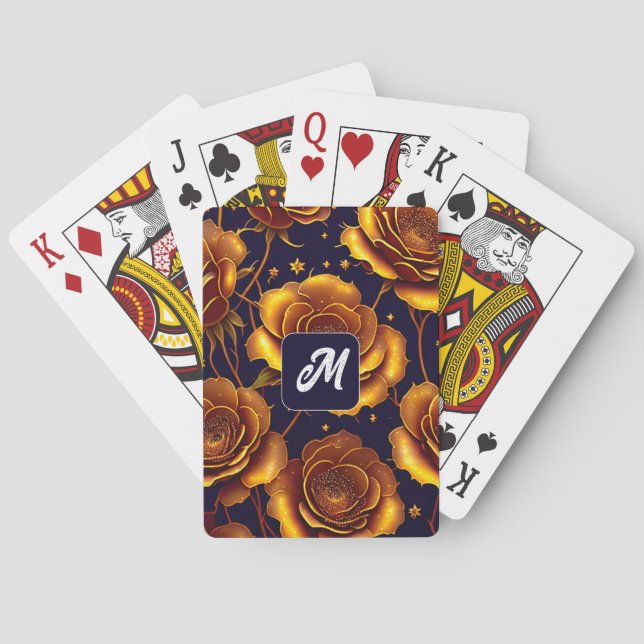 Big Luxury Gold Trendy Rose Collection Playing Cards (Back)