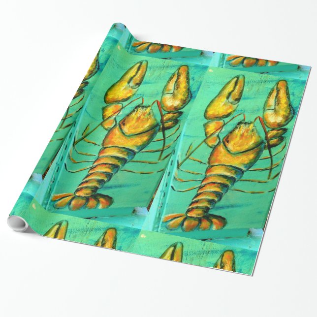 big maine lobsters on green wrapping paper (Unrolled)