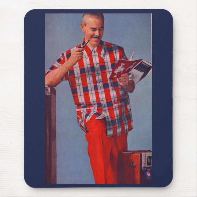 big man in red and plaid mouse mat (Front)