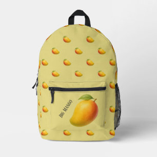 Big Mango, Sweet Fruit and Name on Yellow Printed Backpack