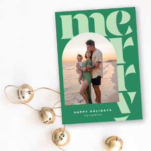 Big Merry Modern Arch Photo Holiday Card