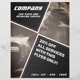 Big modern geometric car wash and detail flyer