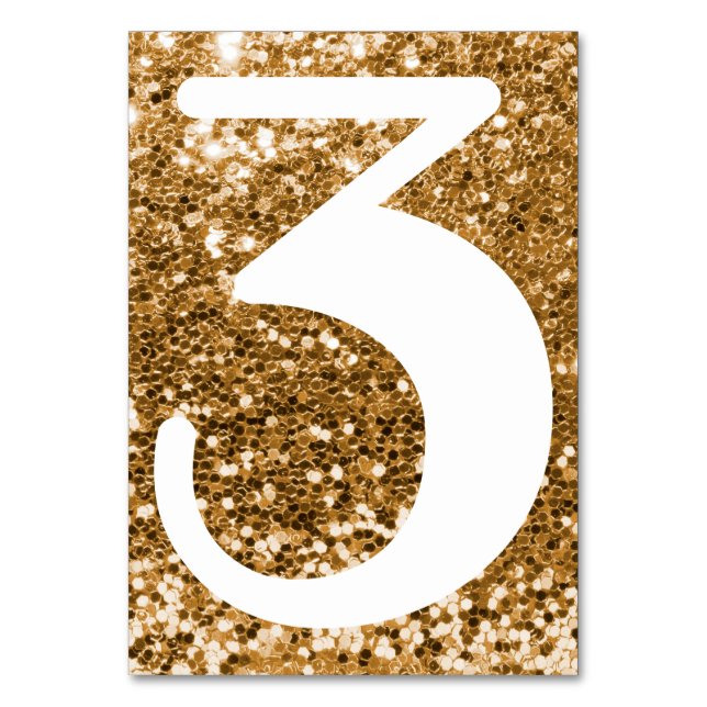 Big Modern Number Faux Gold Glitter Table Number (Front)