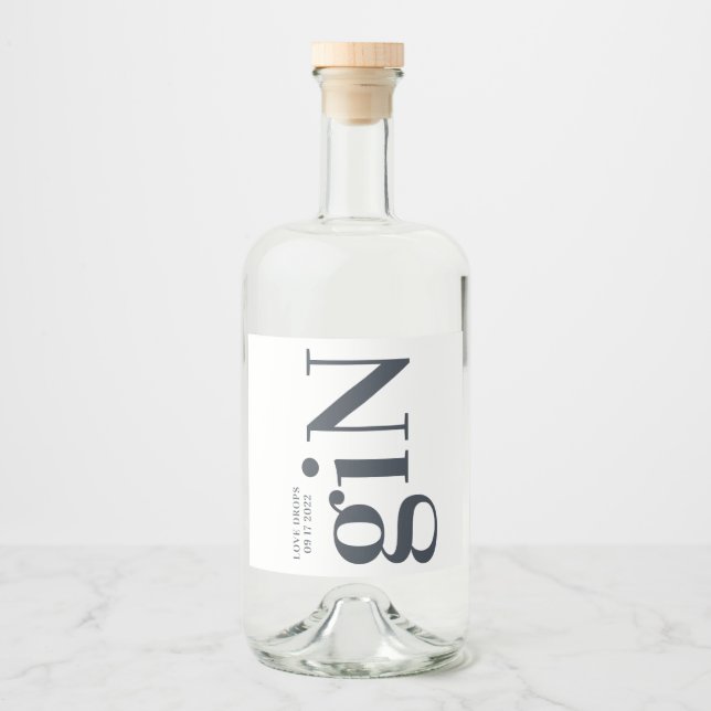 Big Monogram Modern Simple Liquor Bottle Label (Front)