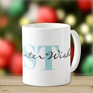 Big Monogram & Warm Winter Wishes 11oz Coffee Mug