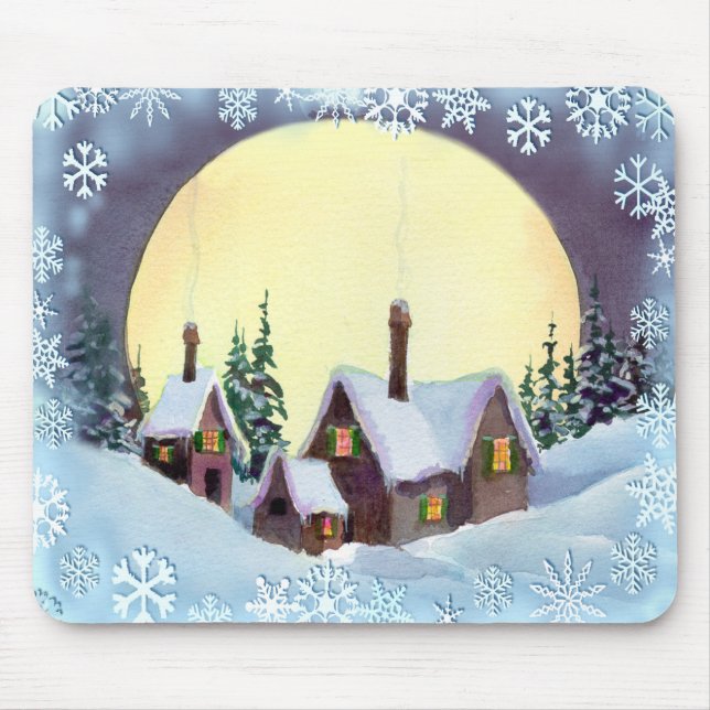 BIG MOON & SNOWFLAKESby SHARON SHARPE Mouse Mat (Front)