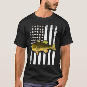 Big Mouth Bass American Flag USA Large Mouth Bass  T-Shirt