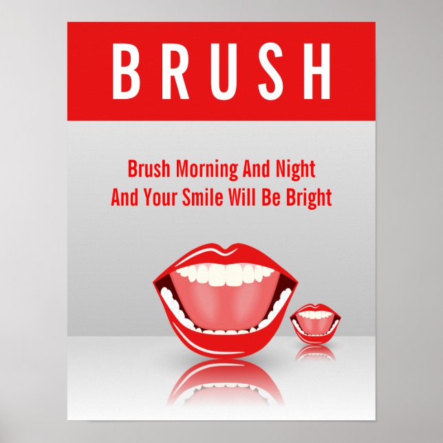 Big Mouth BRUSH Dental Dentist Poster (Front)