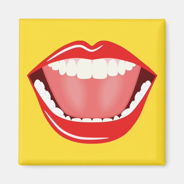 Big Mouth Cool Humor Funny Square Magnet (Front)