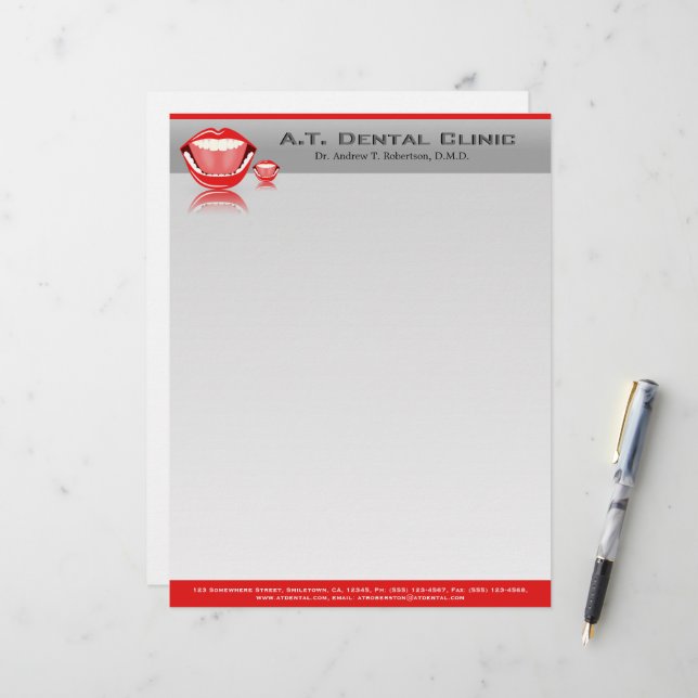 Big Mouth Dentist Professional Dental Letterhead (Front/Back In Situ)