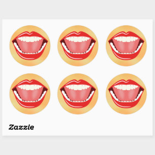 Big Mouth Funny Cool Laughing Round Stickers