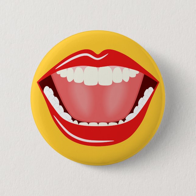 Big Mouth Humour Laughing Funny Round Buttons (Front)