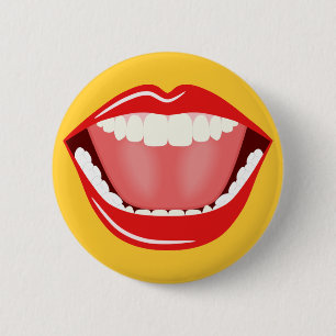 Big Mouth Humour Laughing Funny Round Buttons
