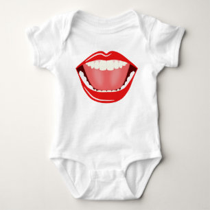 Big Mouth Humour Smiling Funny Babies T-Shirt Baby Bodysuit