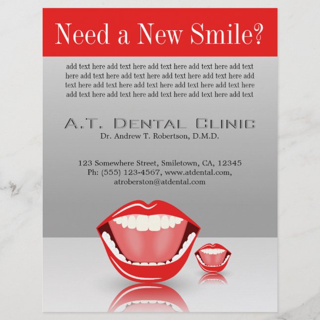 Big Mouth Large Dentist Dentistry Dental Gray Red Flyer (Front)
