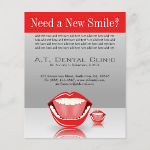 Big Mouth Small Dentist Dentistry Dental Red Grey Flyer