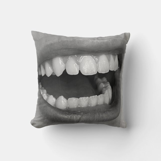 Big Mouth Square Throw Pillow  (Front)