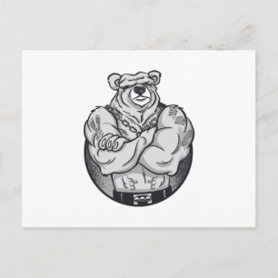 BIG MUSCLES BEAR POSTCARD