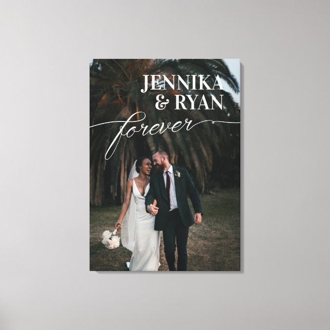 Big Names White Overlay Forever Wedding Photo Canv Canvas Print (Front)