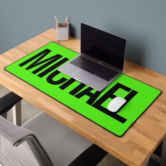 Big neon green mouse pad with custom name (Office 2)