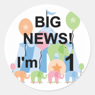 Big News Circus 1st Birthday T-shirts and Gifts Classic Round Sticker