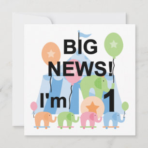 Big News Circus 1st Birthday T-shirts and Gifts Invitation