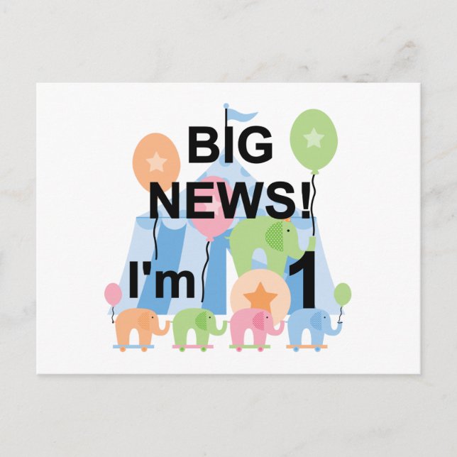 Big News Circus 1st Birthday T-shirts and Gifts Postcard (Front)