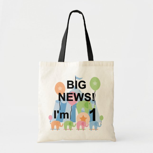 Big News Circus 1st Birthday T-shirts and Gifts Tote Bag (Front)