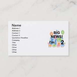 Big News Circus 2nd Birthday T-shirts and Gifts Business Card