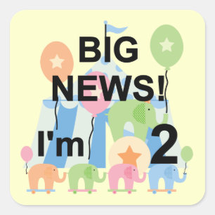 Big News Circus 2nd Birthday T-shirts and Gifts Square Sticker