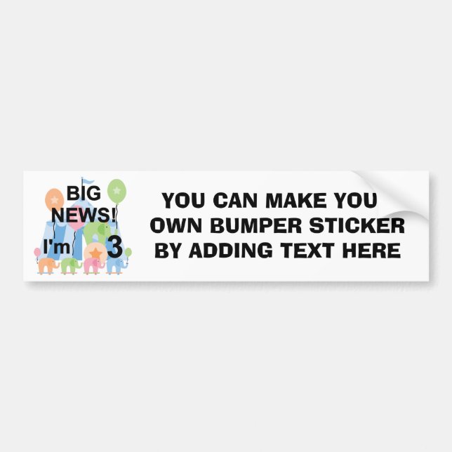 Big News Circus 3rd Birthday Tshirts and Gifts Bumper Sticker (Front)
