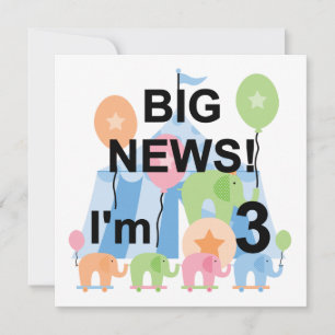 Big News Circus 3rd Birthday Tshirts and Gifts Card