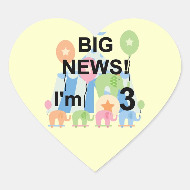 Big News Circus 3rd Birthday Tshirts and Gifts Heart Sticker (Front)