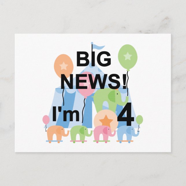 Big News Circus 4th Birthday T shirts and Gifts Postcard (Front)