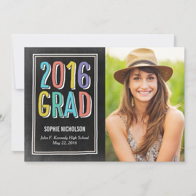 Big News Graduation Announcement Invitation Chalk (Front)