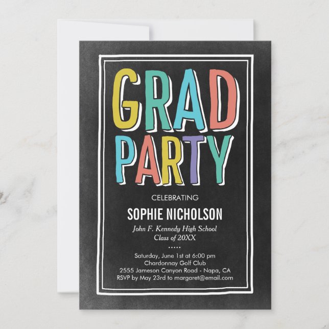 Big News Graduation Party Invitation Chalk (Front)