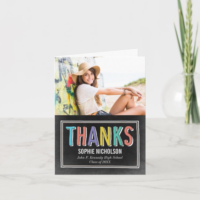 Big News Graduation Thank You Card Chalk (Front)