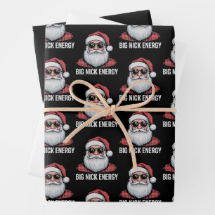Big Nick Energy Christmas Santa Sunglasses Xmas Wrapping Paper Sheet