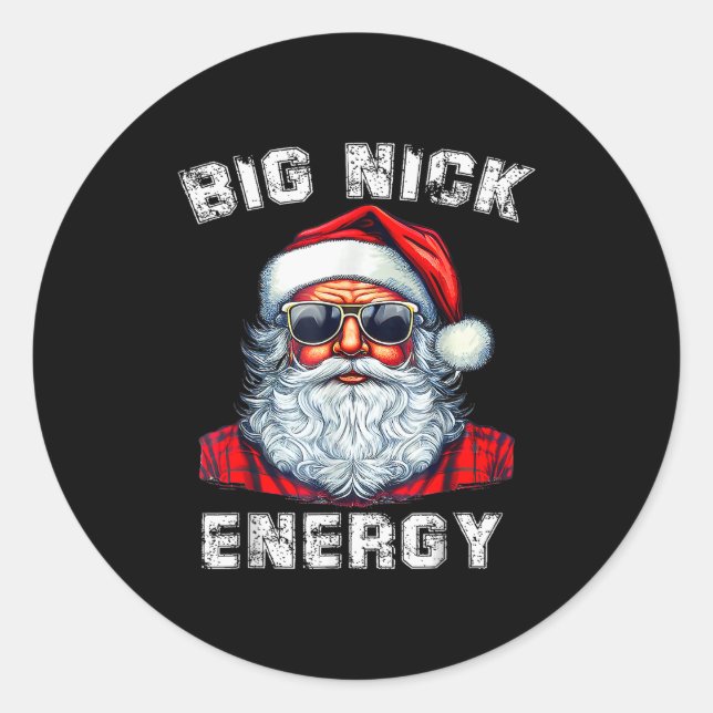 Big Nick Energy Funny Santa Christmas  Classic Round Sticker (Front)