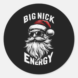 Big Nick Energy Funny Santa Christmas  Classic Round Sticker