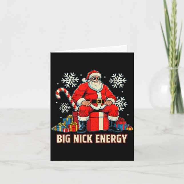 Big Nick Energy Funny Santa Christmas Vintage  Card (Front)